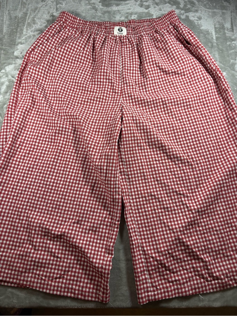 Tarse Red and White Gingham Wide Leg Pull On Pants 2XL NWT Cotton Blend